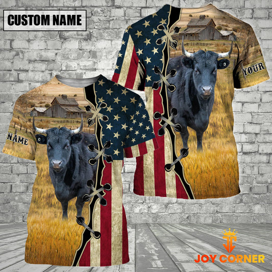 Uni Custom Name Dexter Cattle American Flag 3D Shirt