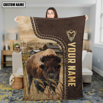 Uni Personalized Name Buffalo Leather Pattern Blanket