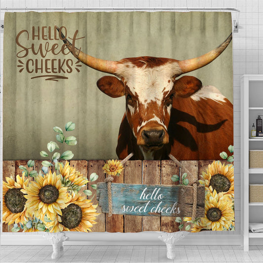 Uni Texas Longhorn Hello Sweet Cheeks 3D Shower Curtain