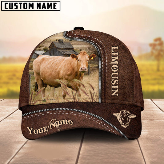 Uni Limousin Customized Name Leather Pattern Cap