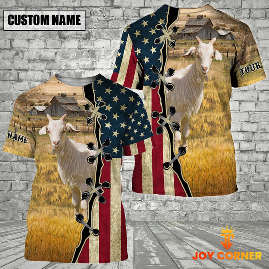 Uni Goat On Farms Custom Name American Flag 3D Shirt