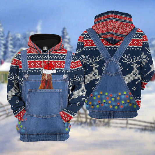 Uni Chicken Christmas Knitting Hoodie Pattern 3D