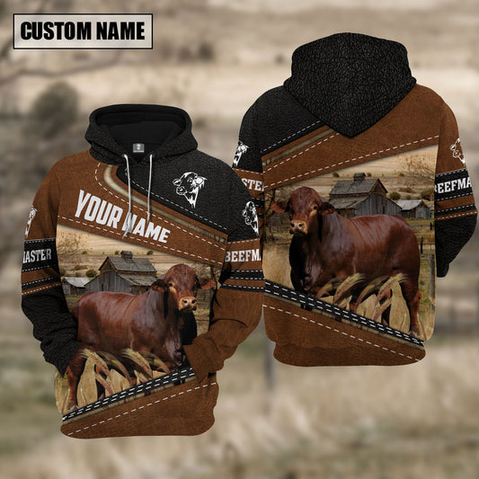 Uni Beefmaster Cattle Leather Pattern Farm Personalized 3D Hoodie