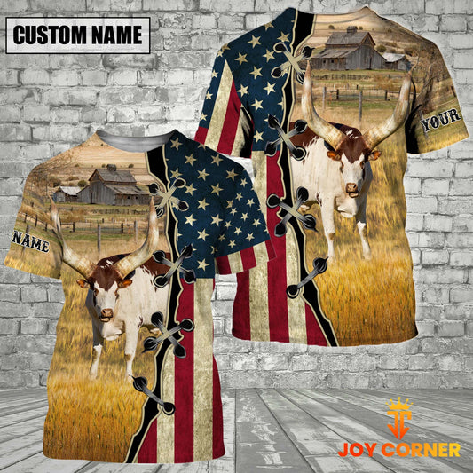 Uni Watusi On Farms Custom Name American Flag 3D Shirt