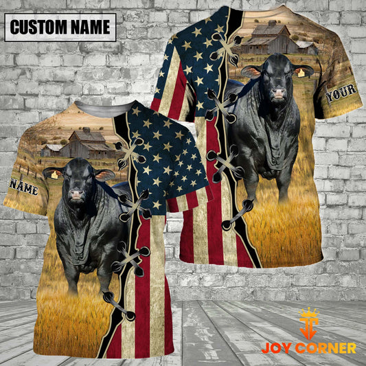 Uni Brangus On Farms Custom Name American Flag 3D Shirt