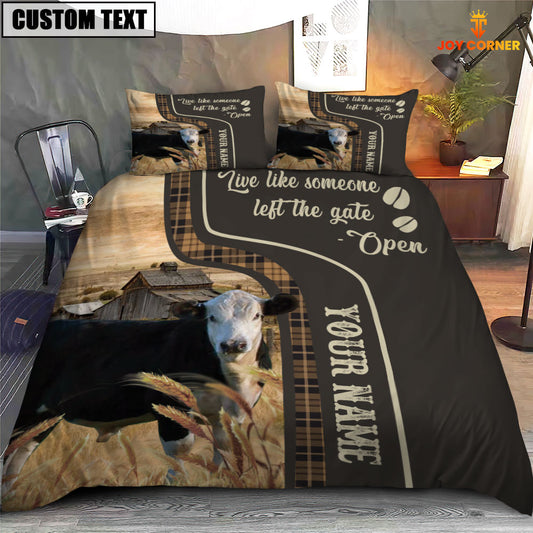 Uni Black Hereford Like Someone Left The Gate Open Customized Name 3D Bedding Set