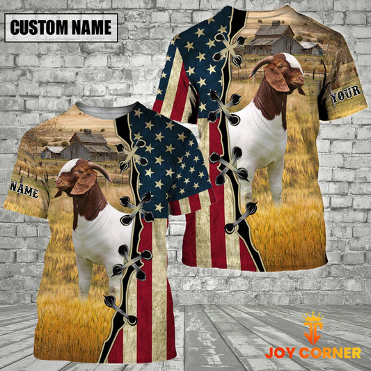 Uni Boer On Farms Custom Name American Flag 3D Shirt