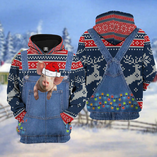 Uni Pig Christmas Knitting Pattern 3D Hoodie
