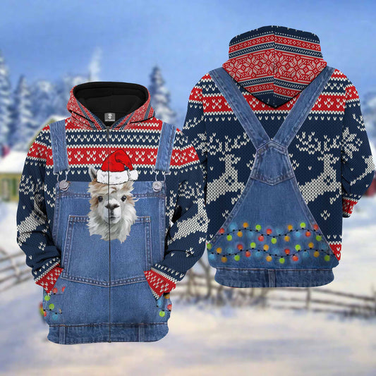 Uni Llama Christmas Knitting Hoodie Pattern 3D