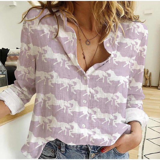 Unique Horse Pattern Purple All Over Printed 3D Casual shirt