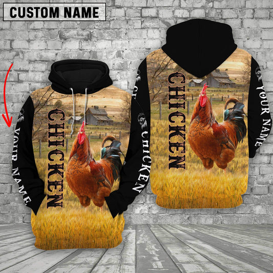 Uni Personalized Name Chicken On The Farm 3D Shirt