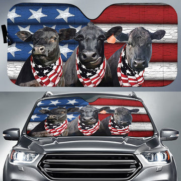 Uni Black Angus Cattles United States Flag All Over Printed 3D Sun Shade