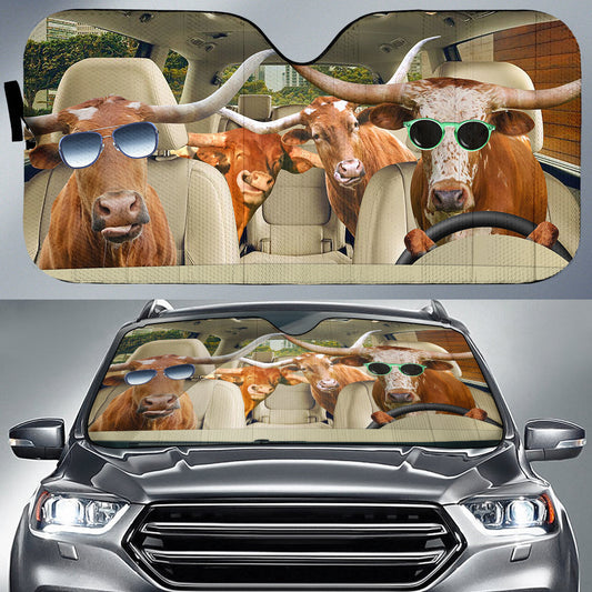 Uni Personalized Name TX Longhorn Car All Over Printed 3D Sun Shade