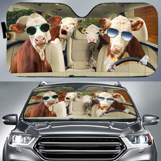 Uni Hereford Cattle CAR All Over Printed 3D Sun Shade
