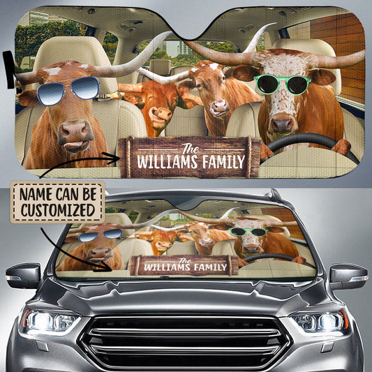 Uni Personalized Name TX Longhorn Car All Over Printed 3D Sun Shade