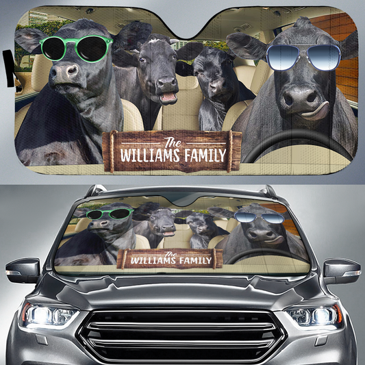 Uni Personalized Name Black Angus CAR All Over Printed 3D Sun Shade