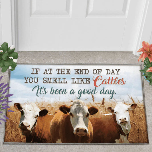Uni Hereford Cattle Lover Good Day Doormat
