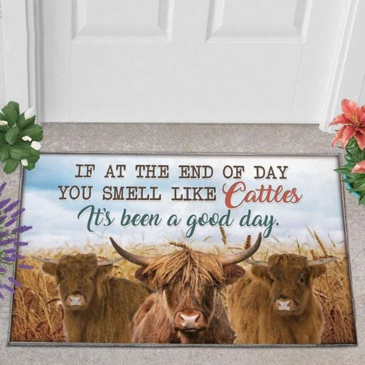 Uni Highland Cattle Lover Good Day Doormat