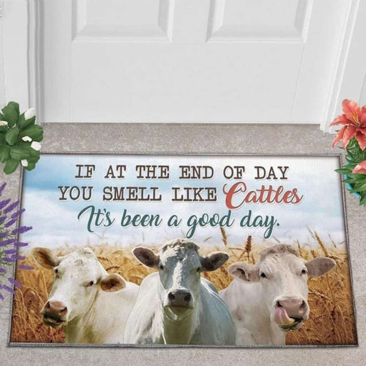 Uni Charolais Cattle Lover Good Day Doormat