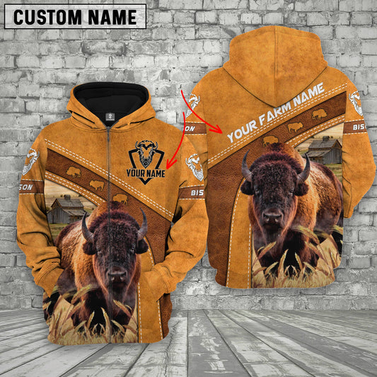 Uni Custom Name 3D Bison Cattle Hoodie